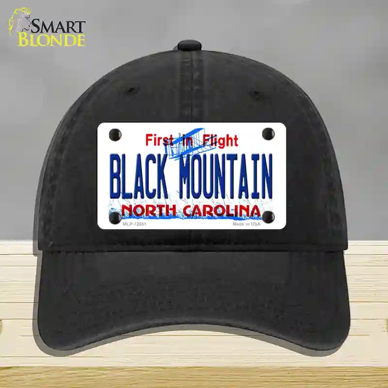 HAT07-MLP-12051 Black Mountain North Carolina Novelty License Plate Hat, Unconstructed Cotton - Black
