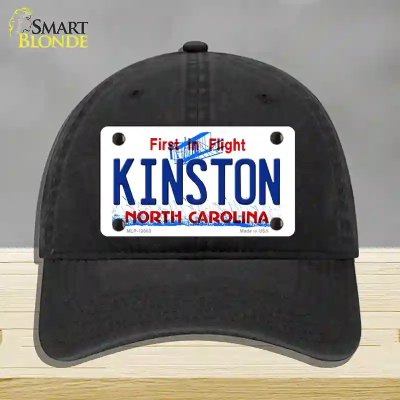 HAT07-MLP-12083 Kinston North Carolina State Novelty License Plate Hat, Unconstructed Cotton - Black