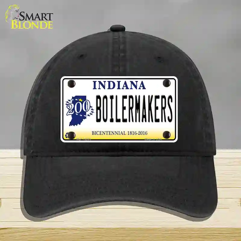 HAT07-MLP-12205 Boilermakers Indiana Novelty License Plate Hat, Unconstructed Cotton - Black