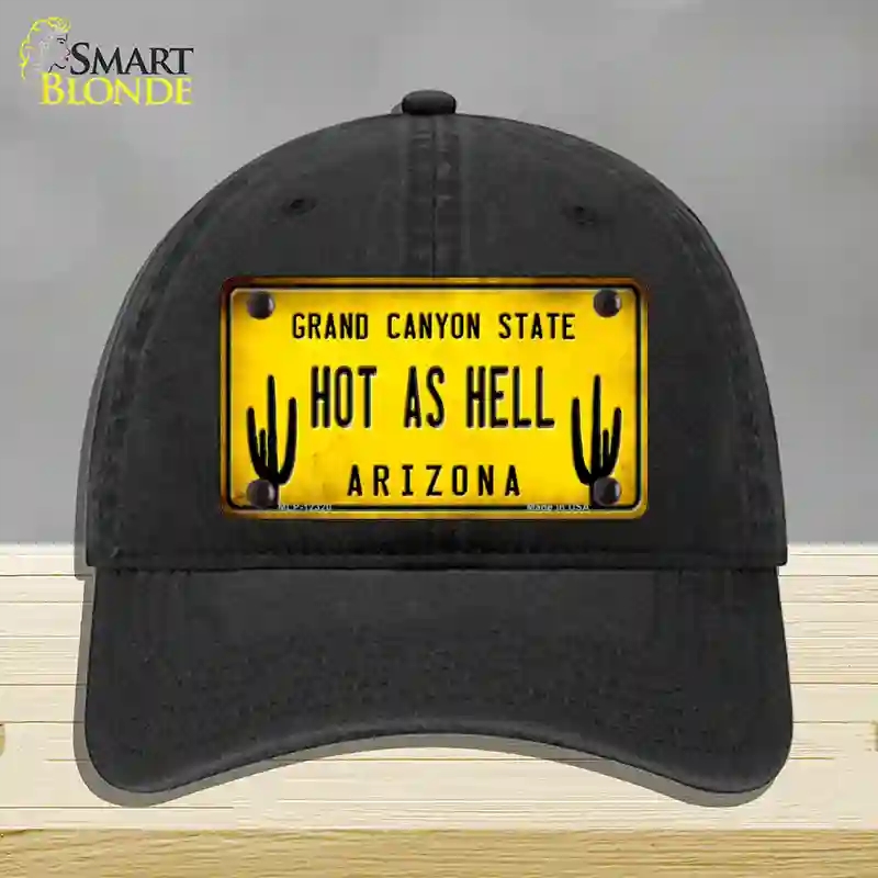 HAT07-MLP-12320 Arizona Hot as Hell Novelty License Plate Hat, Unconstructed Cotton - Black