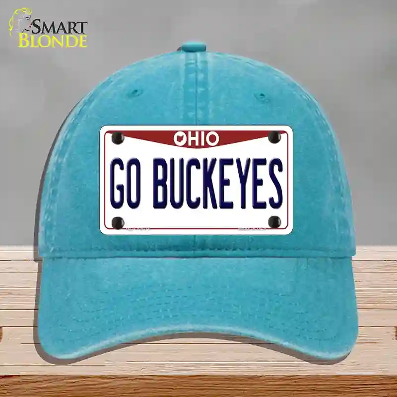 HAT10-MLP-10075 Go Buckeyes Ohio Novelty License Plate Hat, Unconstructed Cotton - Lake Blue