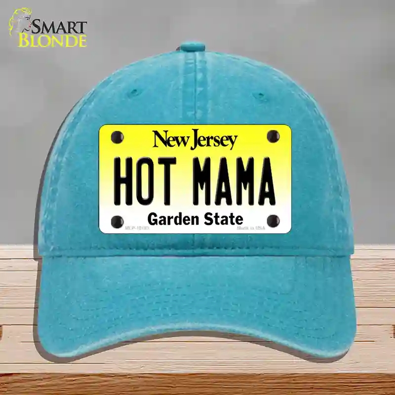 HAT10-MLP-10163 Hot Mama   Jersey Novelty License Plate Hat, Unconstructed Cotton - Lake Blue