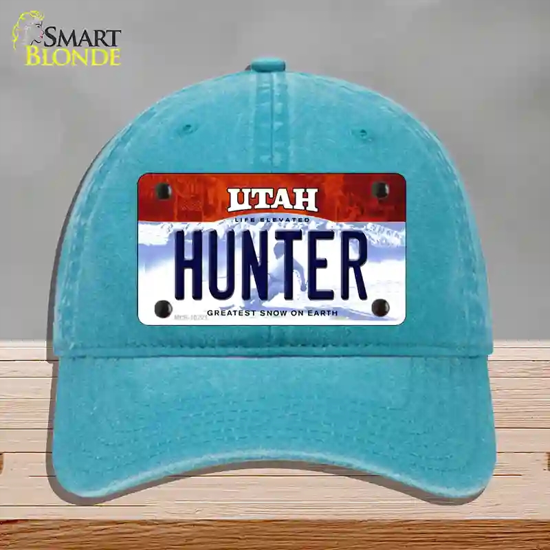 HAT10-MLP-10221 Hunter Utah Novelty License Plate Hat, Unconstructed Cotton - Lake Blue