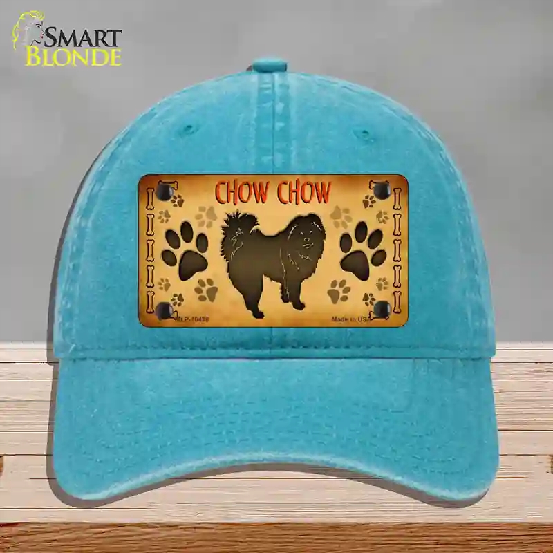HAT10-MLP-10438 Chow Chow Novelty License Plate Hat, Unconstructed Cotton - Lake Blue