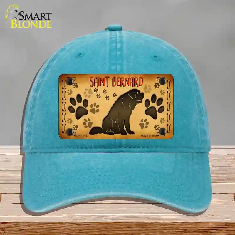 HAT10-MLP-10457 Saint Bernard Novelty License Plate Hat, Unconstructed Cotton - Lake Blue