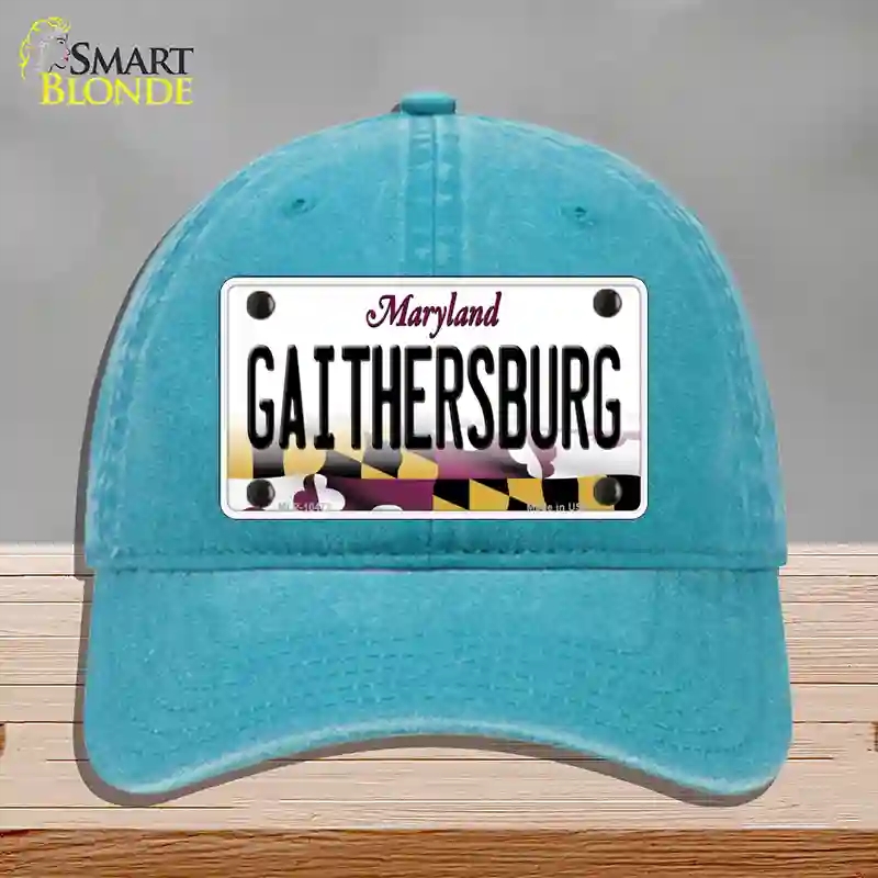 HAT10-MLP-10472 Gaithersburg Maryland Novelty License Plate Hat, Unconstructed Cotton - Lake Blue