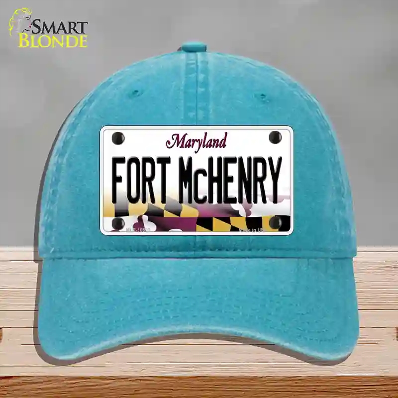 HAT10-MLP-10509 Fort McHenry Maryland Novelty License Plate Hat, Unconstructed Cotton - Lake Blue