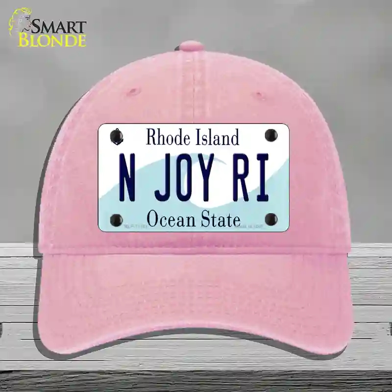 HAT12-MLP-11181 N Joy RI Rhode Island State Novelty License Plate Hat, Unconstructed Cotton - Pink