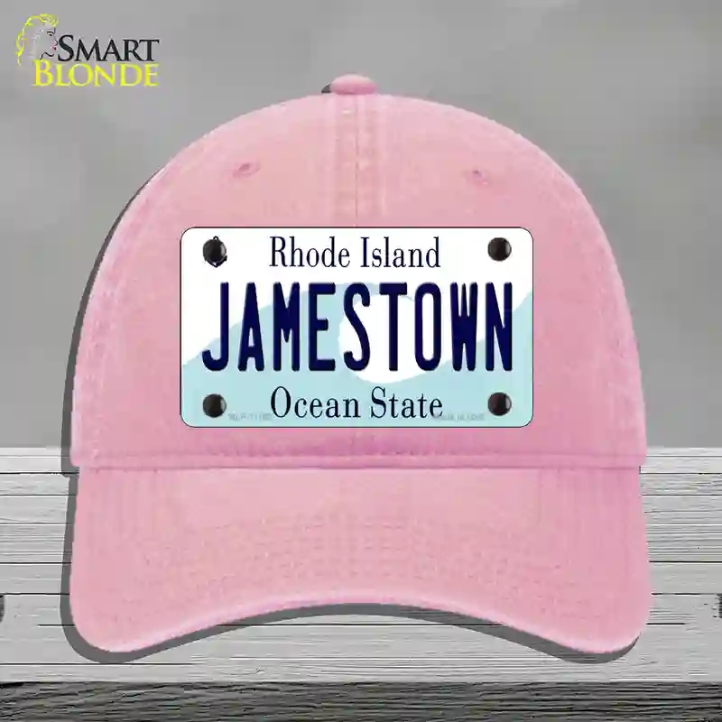 HAT12-MLP-11193 Jamestown Rhode Island State Novelty License Plate Hat, Unconstructed Cotton - Pink