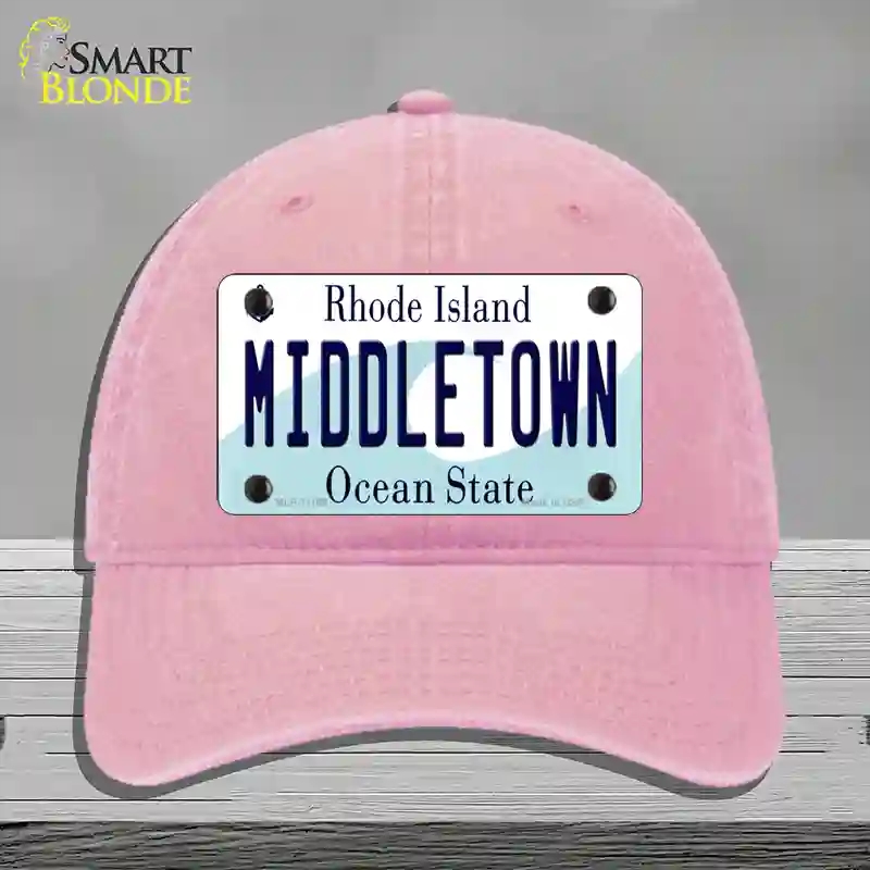 HAT12-MLP-11196 Middletown Rhode Island State Novelty License Plate Hat, Unconstructed Cotton - Pink