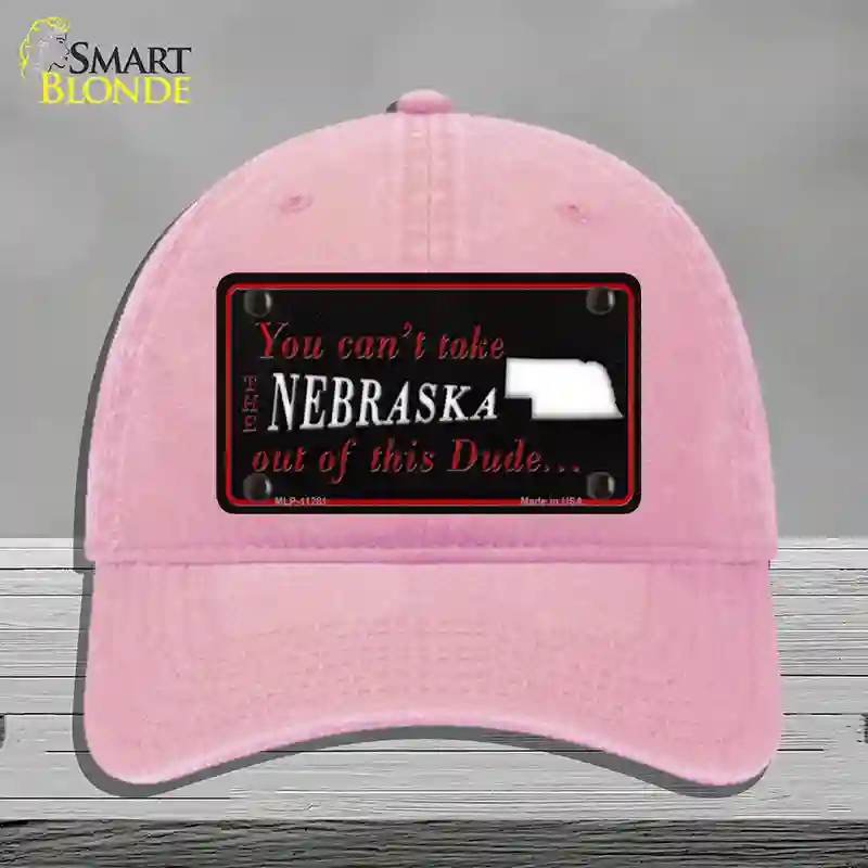 HAT12-MLP-11281 Nebraska Dude Novelty License Plate Hat, Unconstructed Cotton - Pink