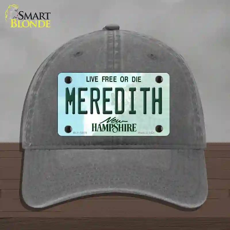HAT08-MLP-12078 Meredith   Hampshire State Novelty License Plate Hat, Unconstructed Cotton - Charcoal