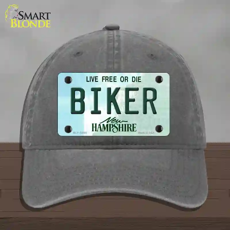 HAT08-MLP-12080 Biker   Hampshire State Novelty License Plate Hat, Unconstructed Cotton - Charcoal