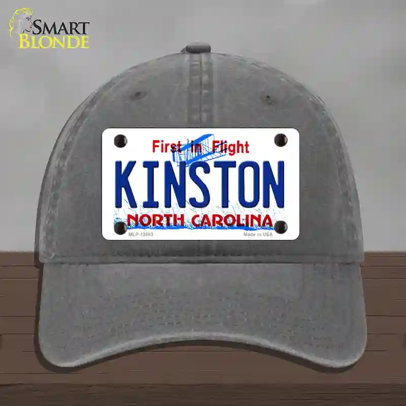 HAT08-MLP-12083 Kinston North Carolina State Novelty License Plate Hat, Unconstructed Cotton - Charcoal