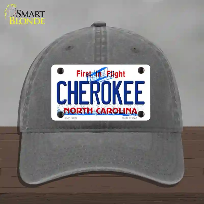 HAT08-MLP-12090 Cherokee North Carolina State Novelty License Plate Hat, Unconstructed Cotton - Charcoal