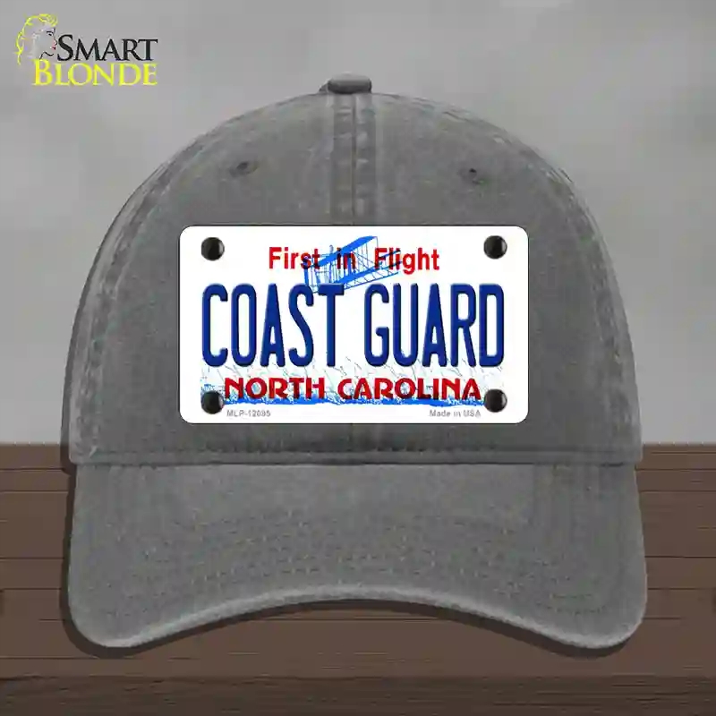 HAT08-MLP-12095 Coast Guard North Carolina State Novelty License Plate Hat, Unconstructed Cotton - Charcoal