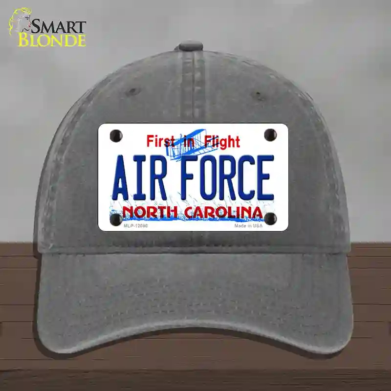 HAT08-MLP-12096 Air Force North Carolina State Novelty License Plate Hat, Unconstructed Cotton - Charcoal