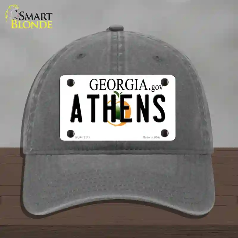 HAT08-MLP-12131 Athens Georgia State Novelty License Plate Hat, Unconstructed Cotton - Charcoal