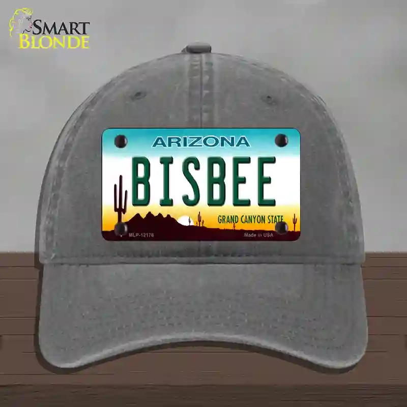HAT08-MLP-12176 Bisbee Arizona Novelty License Plate Hat, Unconstructed Cotton - Charcoal