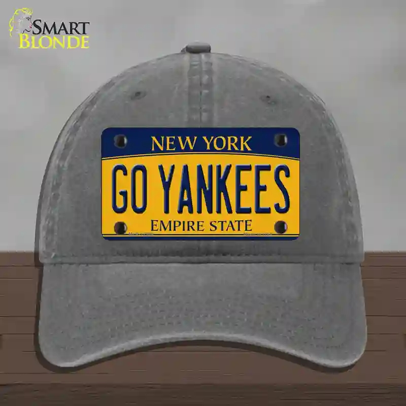 HAT08-MLP-12209 Go Yankees   York Novelty License Plate Hat, Unconstructed Cotton - Charcoal