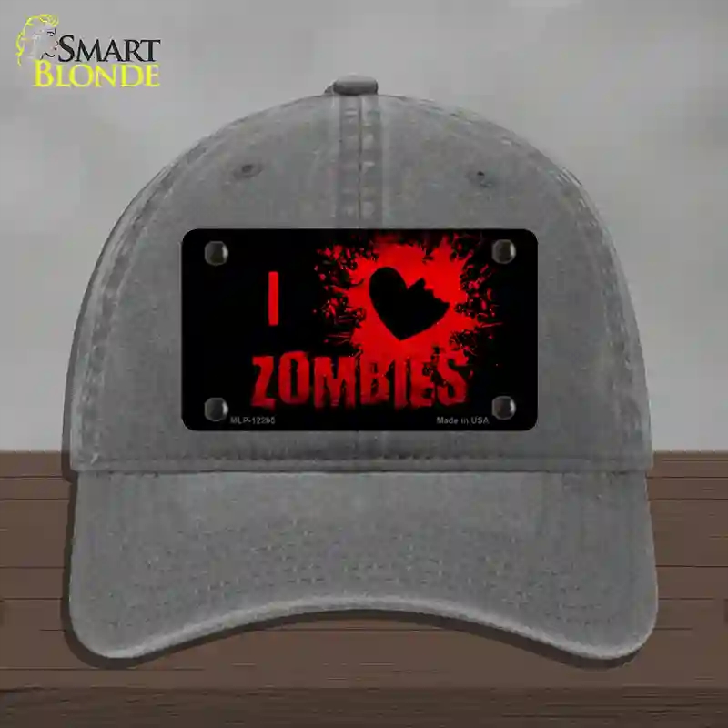HAT08-MLP-12265 I Love Zombies Novelty License Plate Hat, Unconstructed Cotton - Charcoal