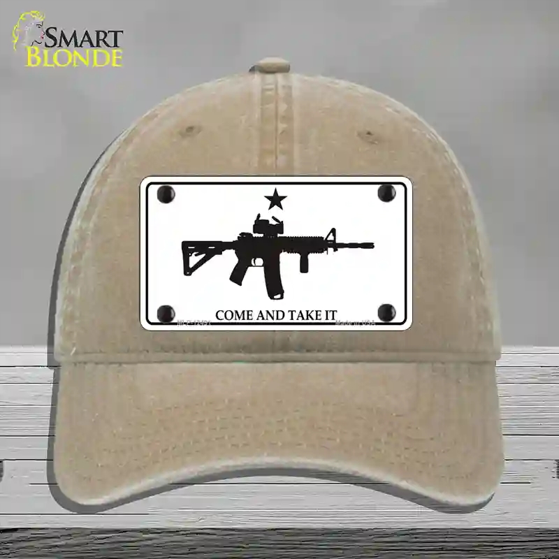 HAT09-MLP-12491 Come & Take It Novelty License Plate Hat, Unconstructed Cotton - Khaki