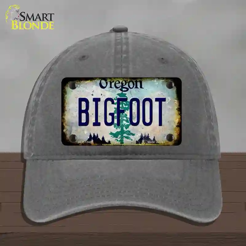 HAT08-MLP-12484 Bigfoot Oregon Novelty License Plate Hat, Unconstructed Cotton - Charcoal