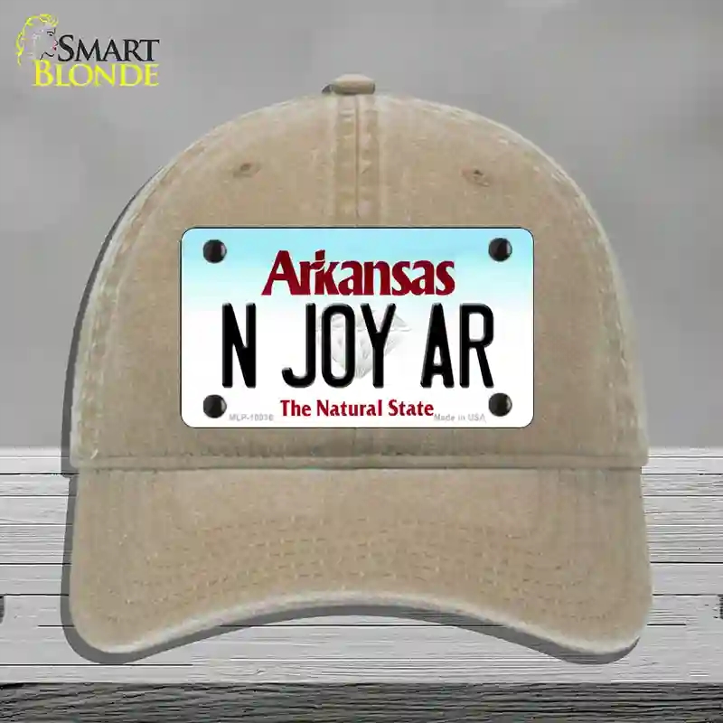HAT09-MLP-10036 N Joy AR Arkansas Novelty License Plate Hat, Unconstructed Cotton - Khaki