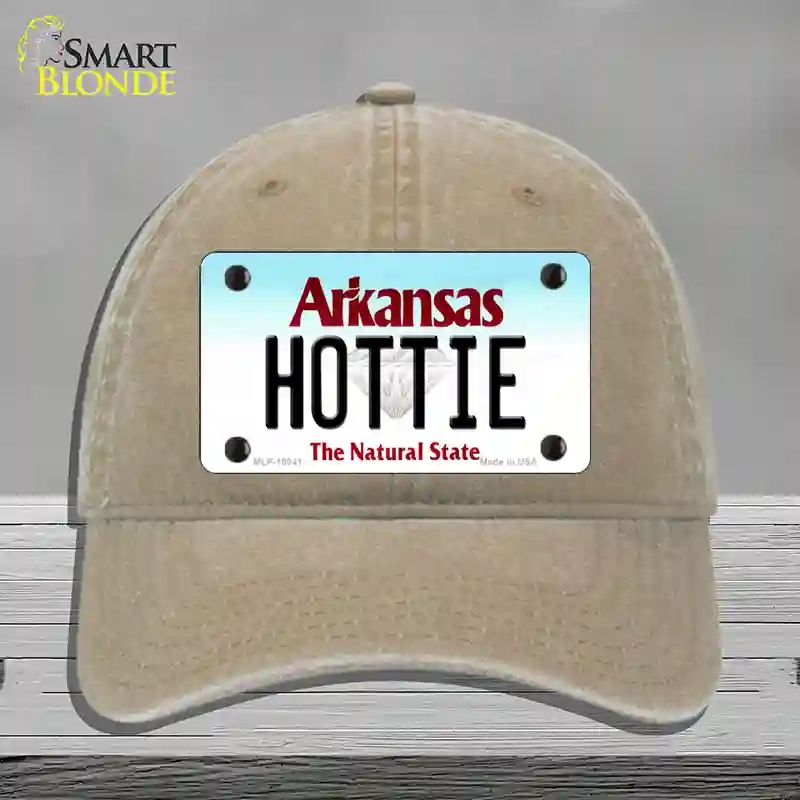 HAT09-MLP-10041 Hottie Arkansas Novelty License Plate Hat, Unconstructed Cotton - Khaki