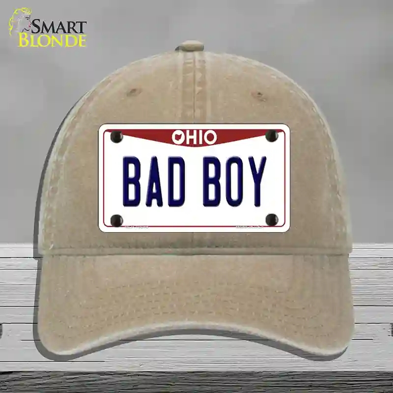HAT09-MLP-10098 Bad Boy Ohio Novelty License Plate Hat, Unconstructed Cotton - Khaki