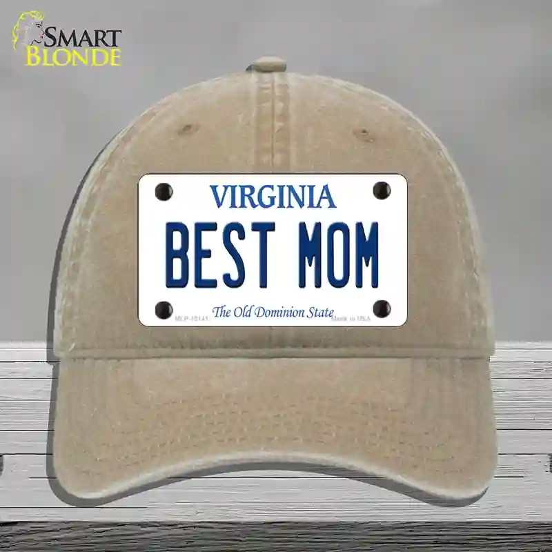 HAT09-MLP-10141 Best Mom Virginia Novelty License Plate Hat, Unconstructed Cotton - Khaki