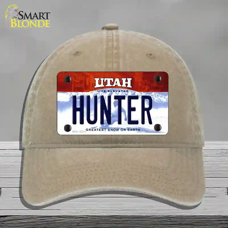 HAT09-MLP-10221 Hunter Utah Novelty License Plate Hat, Unconstructed Cotton - Khaki