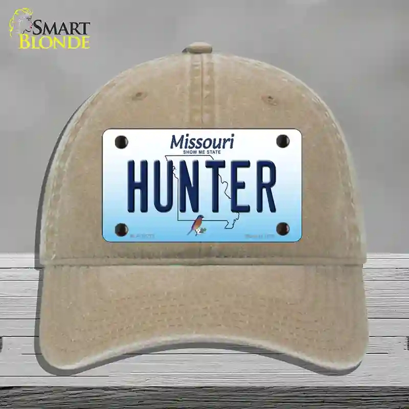 HAT09-MLP-10272 Hunter Missouri Novelty License Plate Hat, Unconstructed Cotton - Khaki