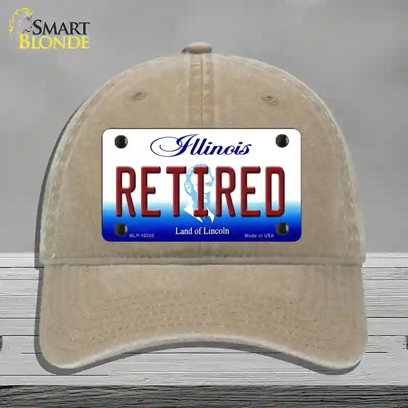 HAT09-MLP-10300 Retired Illinois Novelty License Plate Hat, Unconstructed Cotton - Khaki