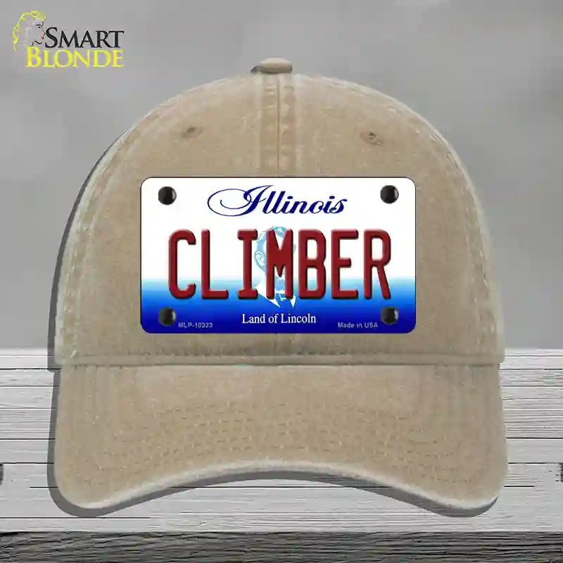 HAT09-MLP-10323 Climber Illinois Novelty License Plate Hat, Unconstructed Cotton - Khaki
