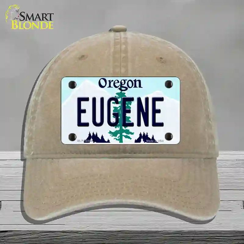 HAT09-MLP-10344 Eugene Oregon Novelty License Plate Hat, Unconstructed Cotton - Khaki