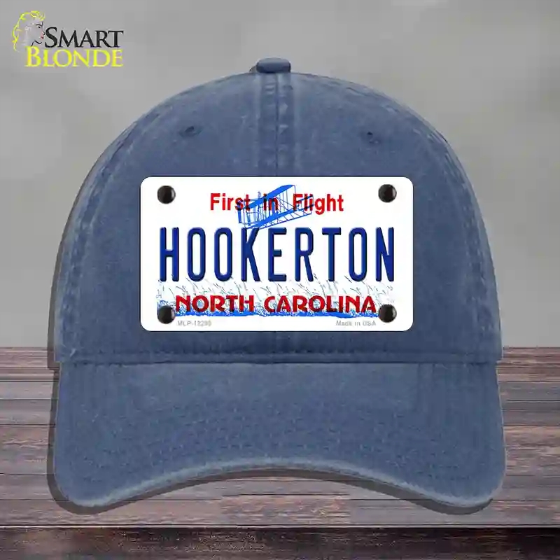 HAT11-MLP-12299 North Carolina Hookerton Novelty License Plate Hat, Unconstructed Cotton - Navy