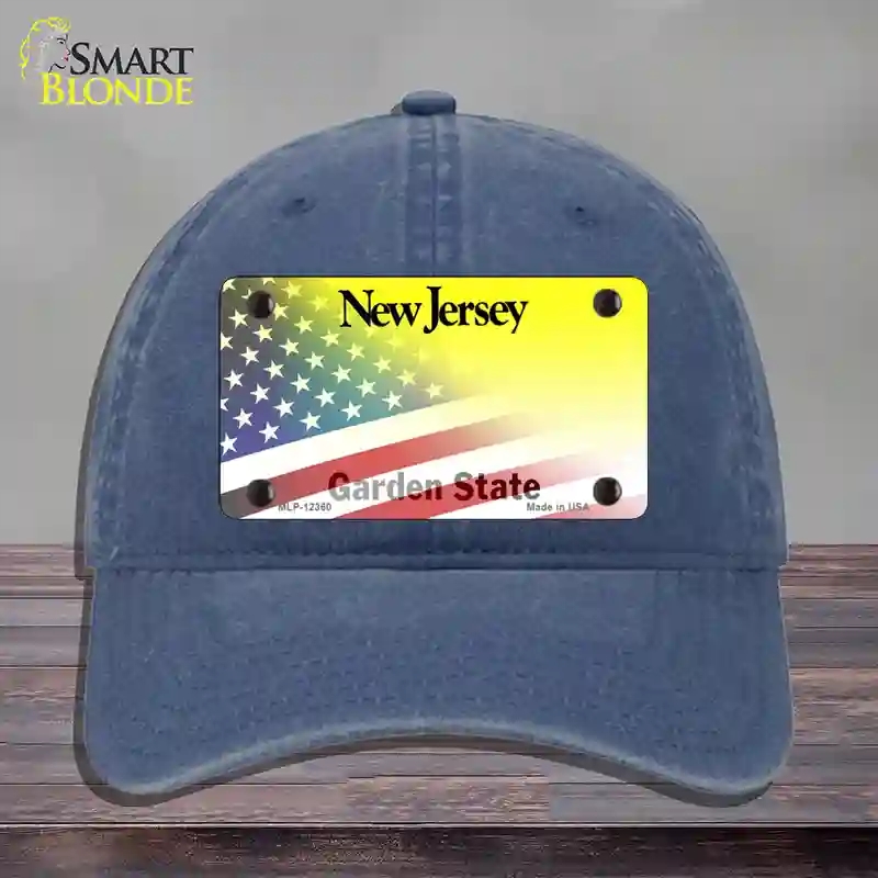 HAT11-MLP-12360   Jersey with American Flag Novelty License Plate Hat, Unconstructed Cotton - Navy