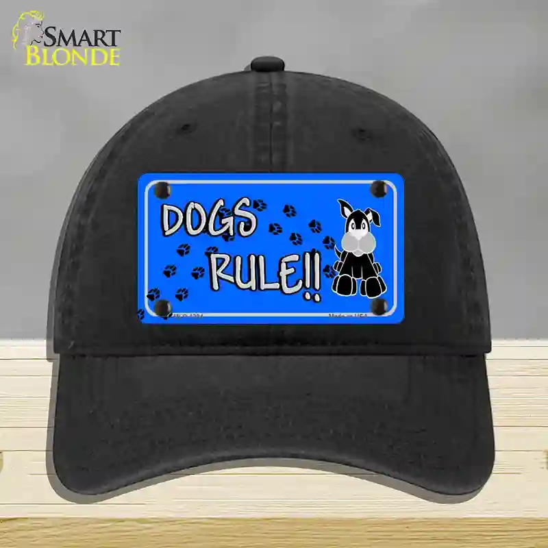 HAT07-MLP-1204 Dogs Rule Novelty License Plate Hat Tag, Unconstructed Cotton - Black