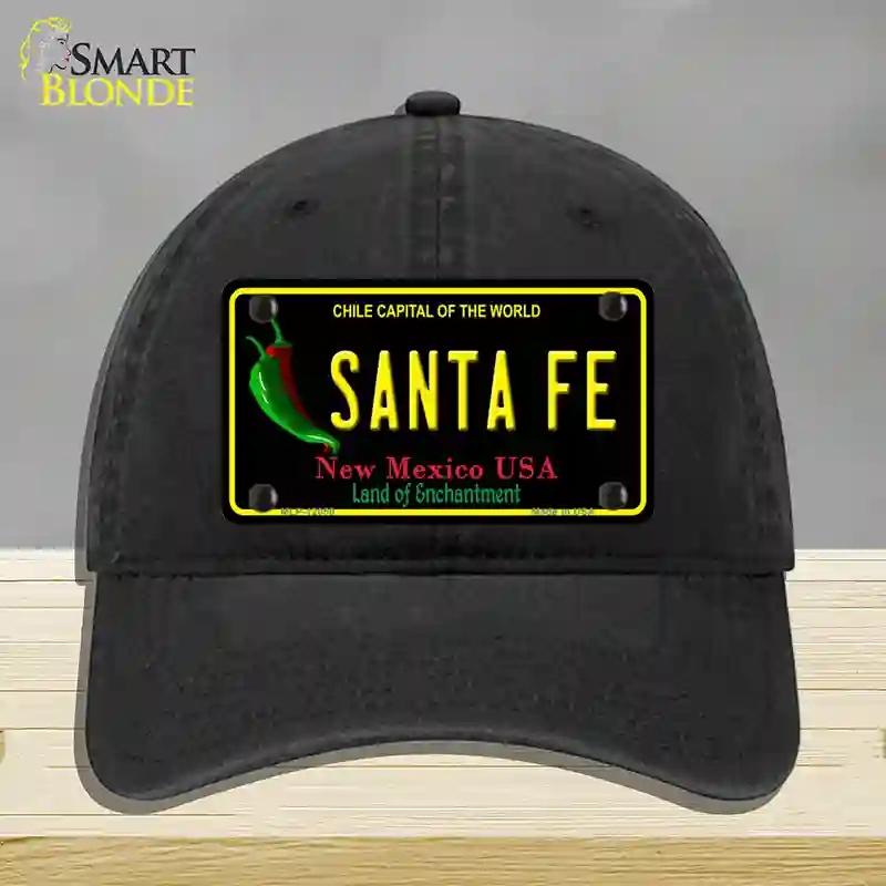 HAT07-MLP-12050 Santa Fe   Mexico Novelty License Plate Hat, Unconstructed Cotton - Black