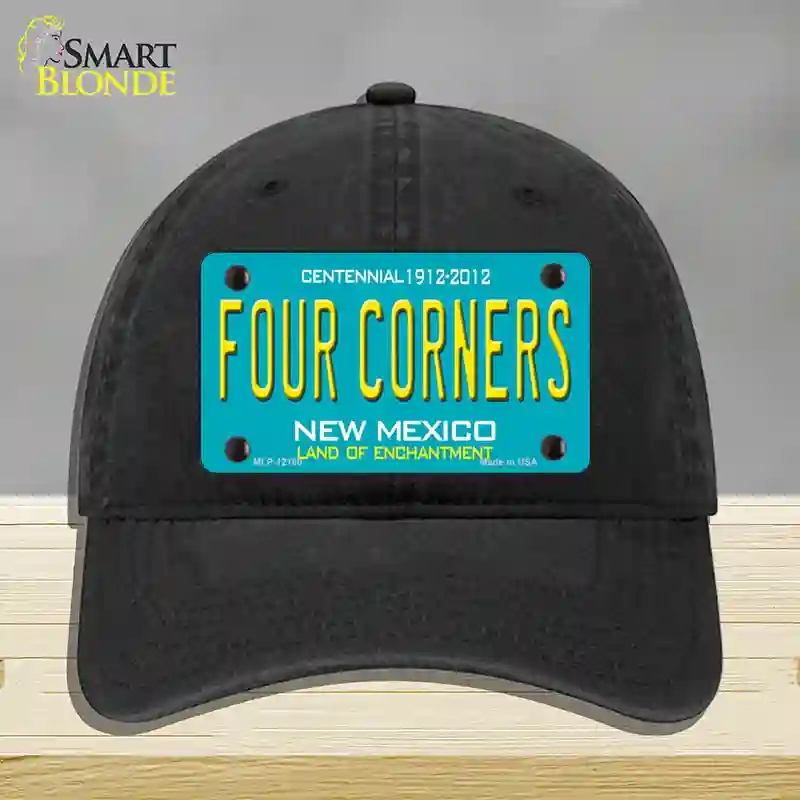 HAT07-MLP-12160 Four Corners Teal   Mexico Novelty License Plate Hat, Unconstructed Cotton - Black