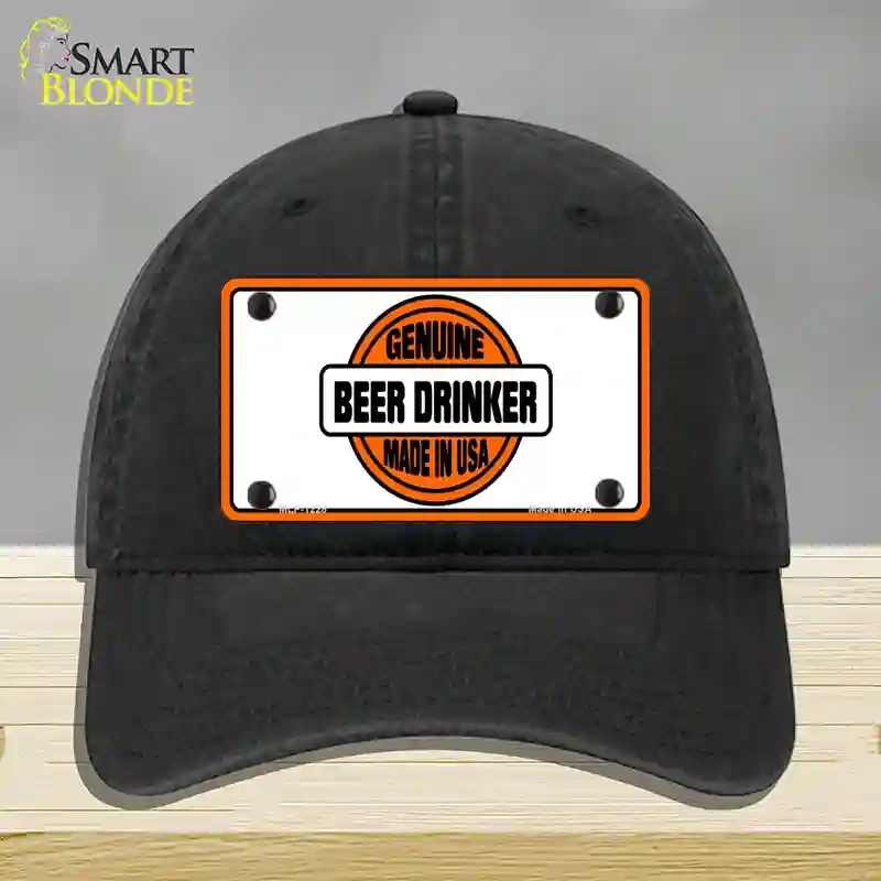 HAT07-MLP-1228 Genuine Beer Drinker Novelty License Plate Hat, Unconstructed Cotton - Black