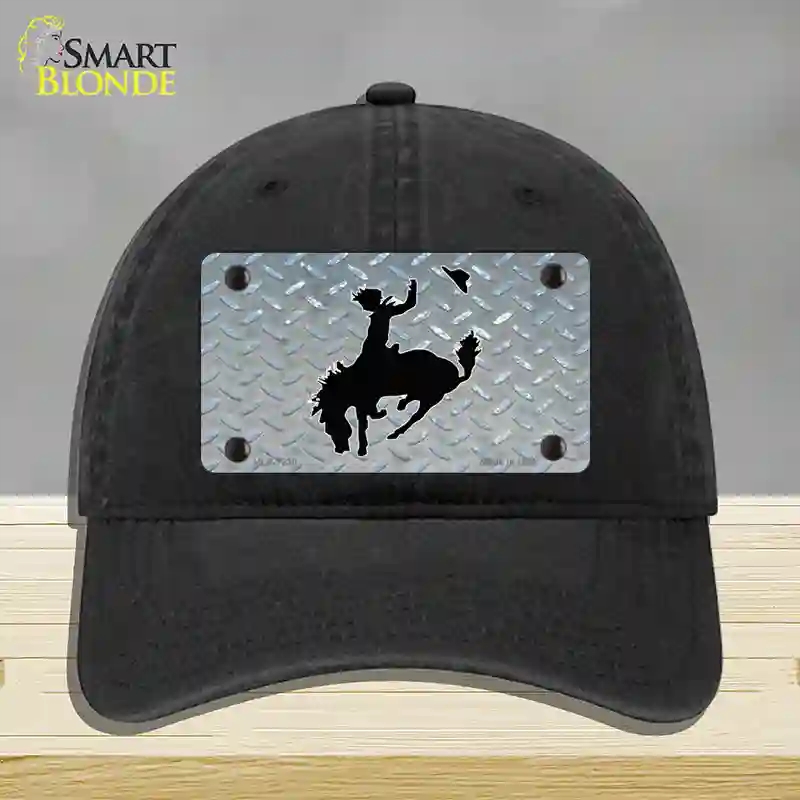 HAT07-MLP-1230 Bucking Bronco Novelty License Plate Hat, Unconstructed Cotton - Black