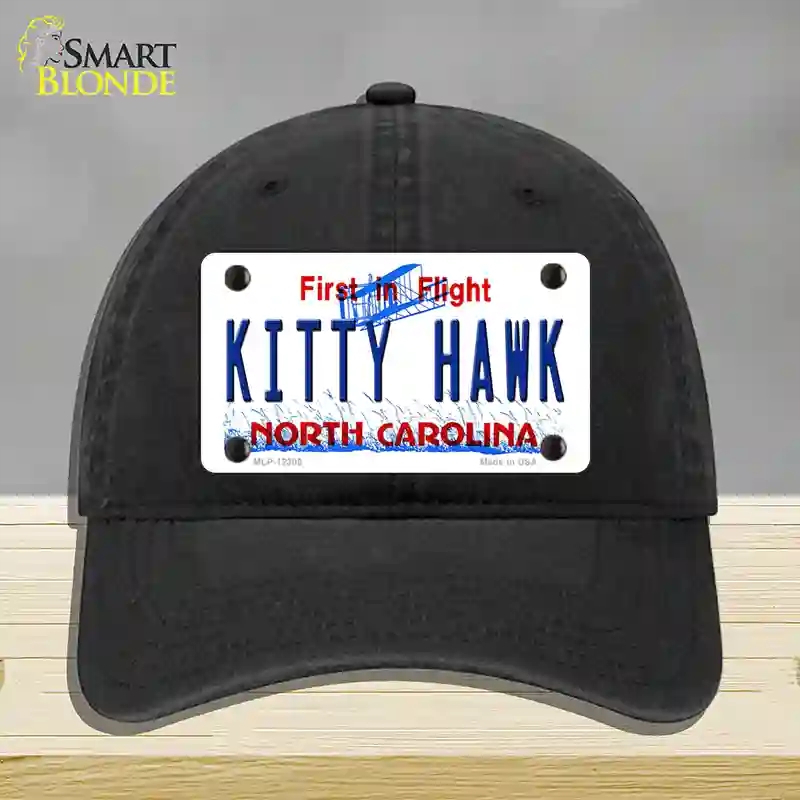 HAT07-MLP-12305 North Carolina Kitty Hawk Novelty License Plate Hat, Unconstructed Cotton - Black