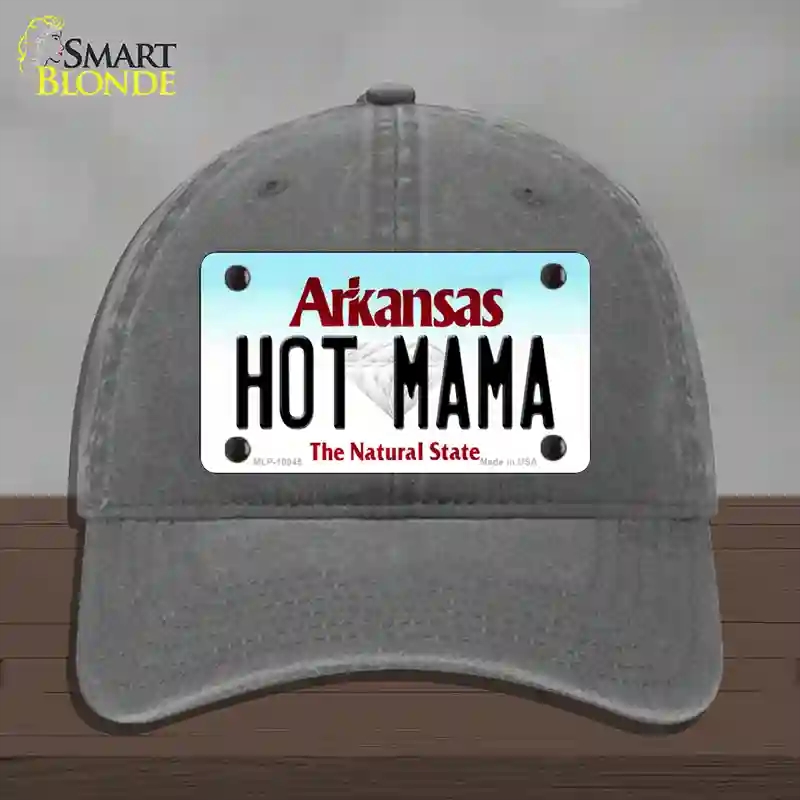 HAT08-MLP-10045 Hot Mama Arkansas Novelty License Plate Hat, Unconstructed Cotton - Charcoal