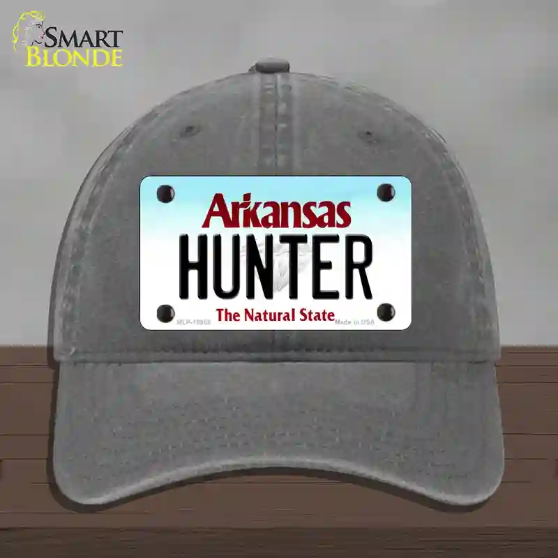 HAT08-MLP-10058 Hunter Arkansas Novelty License Plate Hat, Unconstructed Cotton - Charcoal