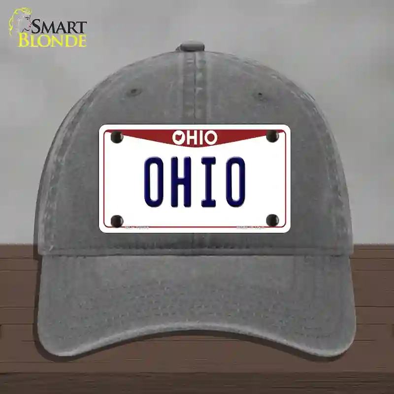 HAT08-MLP-10065 Ohio Maroon Novelty License Plate Hat, Unconstructed Cotton - Charcoal