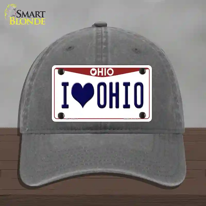 HAT08-MLP-10072 I Love Ohio Novelty License Plate Hat, Unconstructed Cotton - Charcoal