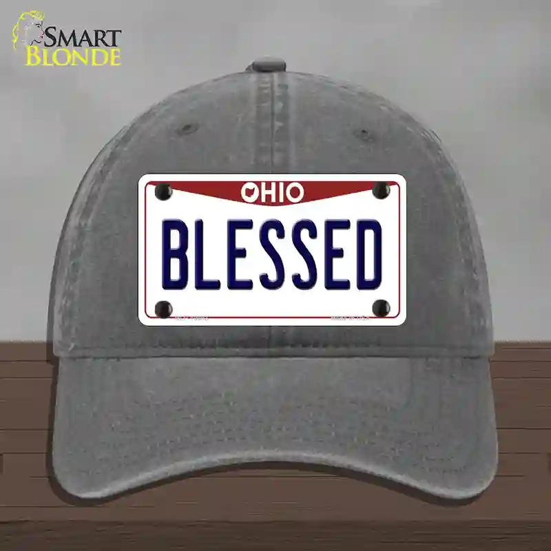 HAT08-MLP-10093 Blessed Ohio Novelty License Plate Hat, Unconstructed Cotton - Charcoal