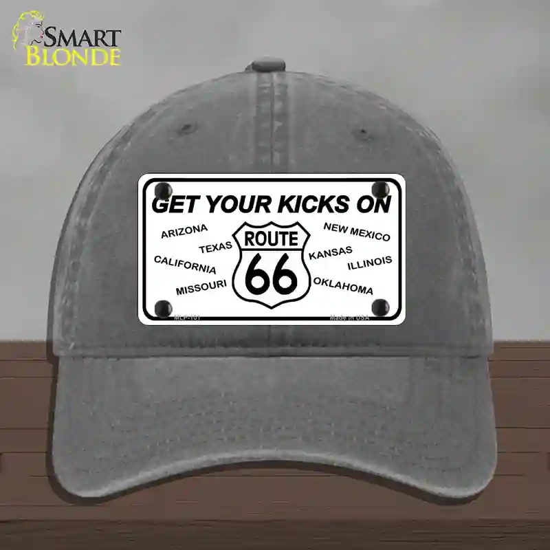 HAT08-MLP-101 Get Your Kicks on 66 Novelty License Plate Hat, Unconstructed Cotton - Charcoal